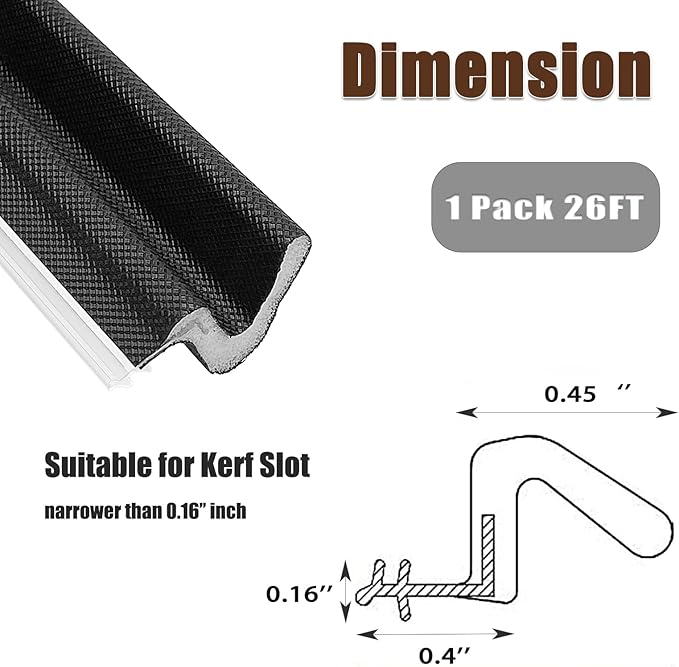 Door Frame Kerf Non-Adhesive Weather Stripping Seal Strip PU Foam, PE Cover, Groove Slot Installation for Large Gap, Sound Heat Insulation, Dust Water Prevention (26ft, Black Flanged)
