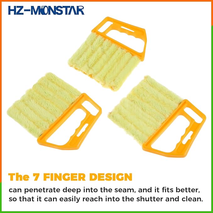 3Pcs Blind Cleaner Duster Tool, 7-Finger Dusting Tool for Window Venetian, Washable Mini Brush, Air Conditioner Handheld Mini Duster Brush for Wood Blinds Dust Dirt