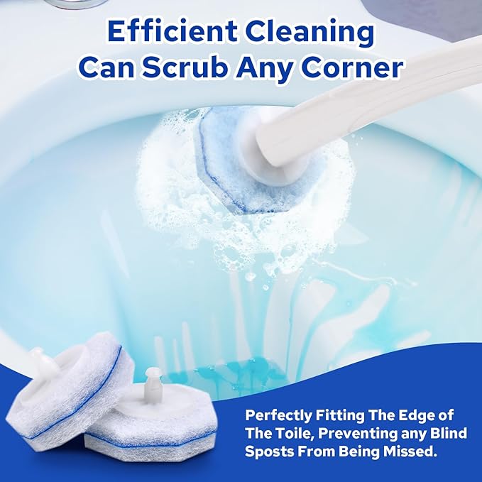 20pcs Disposable Toilet Brush Refills, Toilet Bowl Cleaner Refill Pads, Compatible with Most Toilet Cleaning Wands, Replacement Scrubber Heads for Deep Bathroom Cleaning, 20 Count