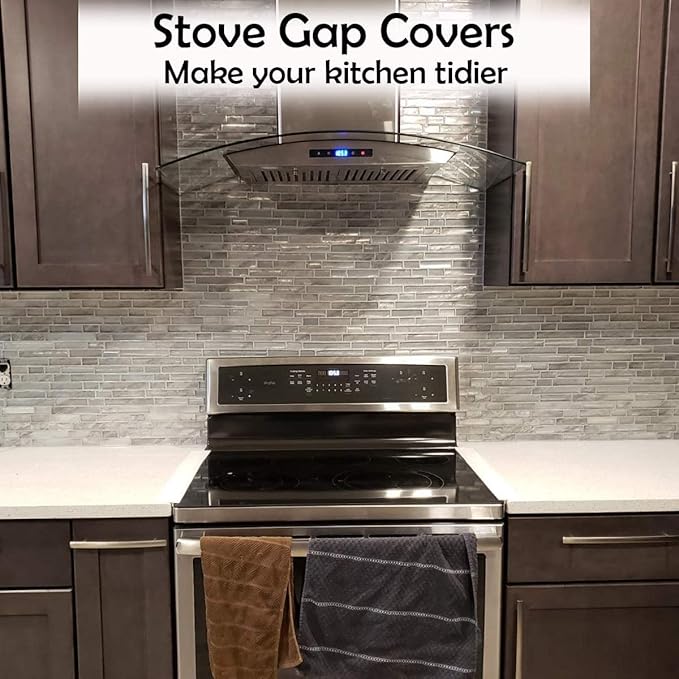 Kitchen Stove Counter Gap Cover,2 PCS Silicone Stove Gap Covers,Heat Resistant Oven Gap Cover Gap Filler Prevents Foods Spills From Kitchen Counter Stovetop Gap (Semi-clear, 25INCHES)