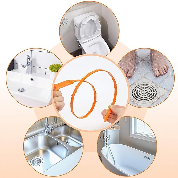 12 Pack Drain Clog Remover - Flexible Drain Snake for Effective Cleaning Hair and Debris in Sink or Bathtub, 19.6-Inch