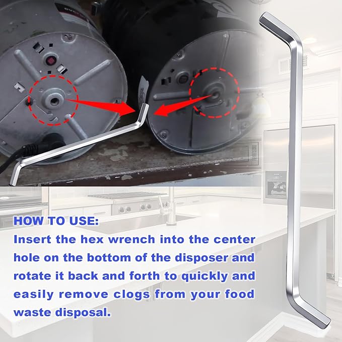 Garbage Disposer Unjamming Wrench/WRN-00 Garbage Disposal Wrench Tool,Garbage Disposal Wrench for Dislodge Jams or Clutter From Above The Sink,3PCS