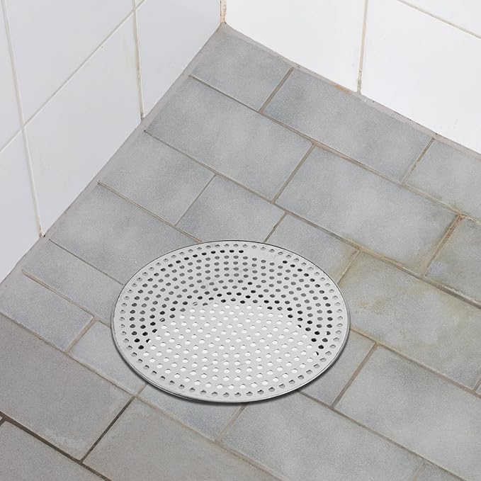 Antrader Floor Drain Cover,7.4 Inch Stainless Steel Floor Drain,Sewer Drain Cover for Outdoor Yard Pipe Roof Balcony,Silver Tone (1Pcs)