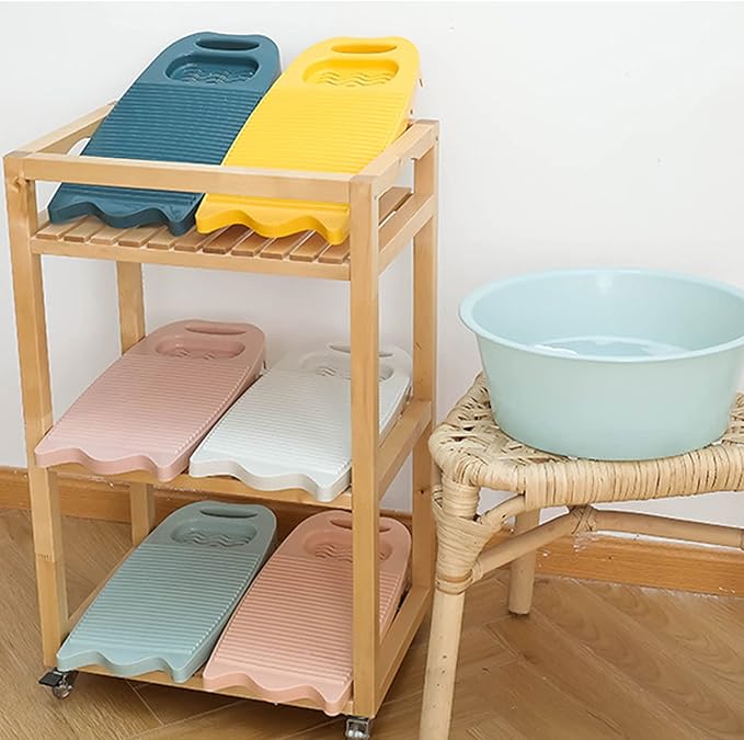 Non-Slip Laundry Washing Board, Household Washboard, Hand Wash Board, Manual Wash Clothes Laundry Pad Scrubbing Board for Household(15.7x8.07x1.06inches) (A-White)