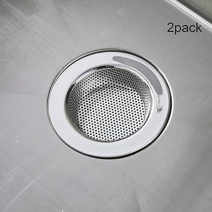 LASSHSWA Kitchen Sink Strainer Stainless Steel, Kitchen Sink Drain Strainer,Sink Strainers for Kitchen Sinks with Large Wide Rim 4.5" Diameter (4 Pack)