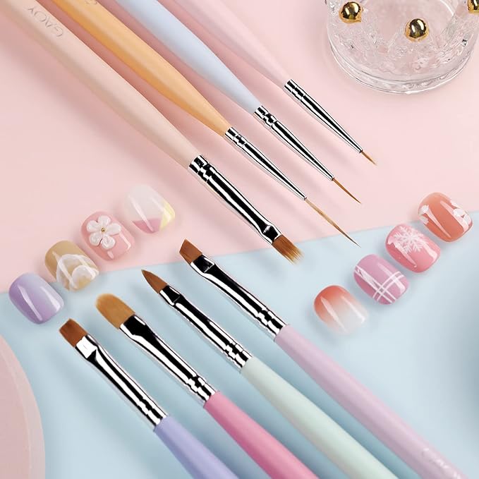 GAOY 8 Pcs Nail Brushes for Nail Art, Nail Design Tools for Nail Detail Painting, French Liner and Dotting Pens for Nail DIY