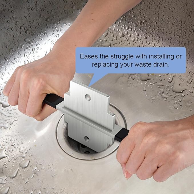 Waste Drain Tool, Stainless Steel Waste Drain Tool for 3 Tier Sink in Commercial Kitchens, Twist and Lever Mechanism, Waste Drain Installation and Removal Tool