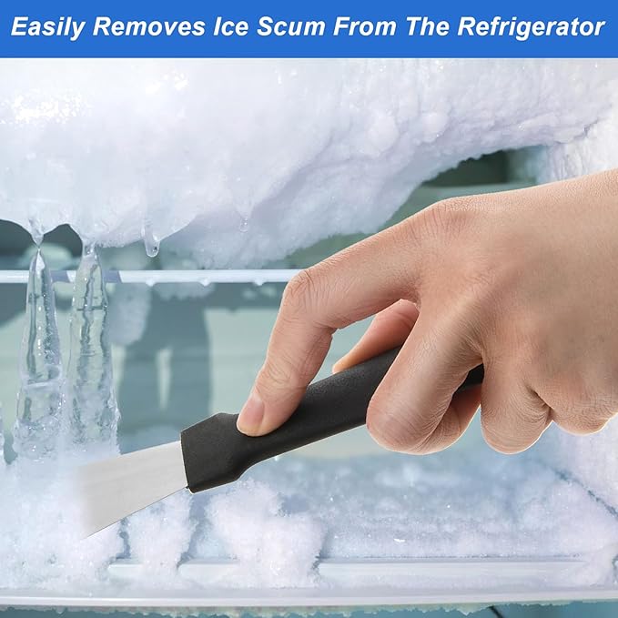 2Pcs Cleaning Scrapers, Scrapers for Ovens Stoves Induction Hob Freezer Stainless Steel Scraper Corner Seam Cleaning Tools Putty Scraper with Plastic Handle for Kitchen(2Pcs)