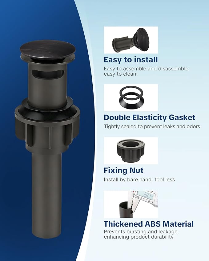Pop Up Drain for Bathroom Sink, ARCORA Oil Rubbed Bronze Vessel Sink Drain with Overflow, Pop Up Bathroom Sink Stopper
