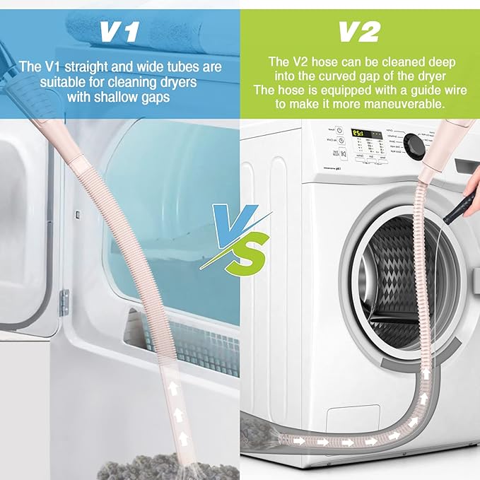 2 Pieces Dryer Vent Cleaner Kit Dryer Lint Brush Vacuum Hose Attachment Brush Lint Remover Power Washer and Dryer Vent Vacuum Hose Grey Pink