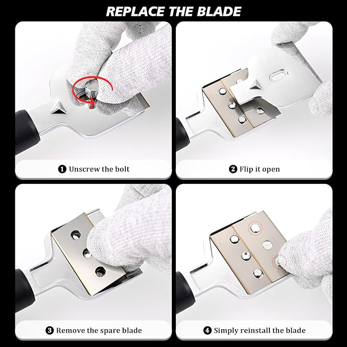 EHDIS Ceramic Hob Scraper with 10pcs Titanium Coated Blades – Metal Razor Blades Scraper Tool for Cooktop, Glass & Stove,Tile | Removes Burnt-On Food & Grease Without Scratching