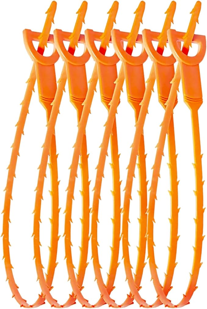 20 Inch Snake Drain Hair Removal Tool,Hair Drain Cleaner Tool, Hair Cather Shower Drain Tool, Drain Auger hair Cleaning Tool for Shower Kitchen Sink Bath Tub Bathroom(6 Pack)