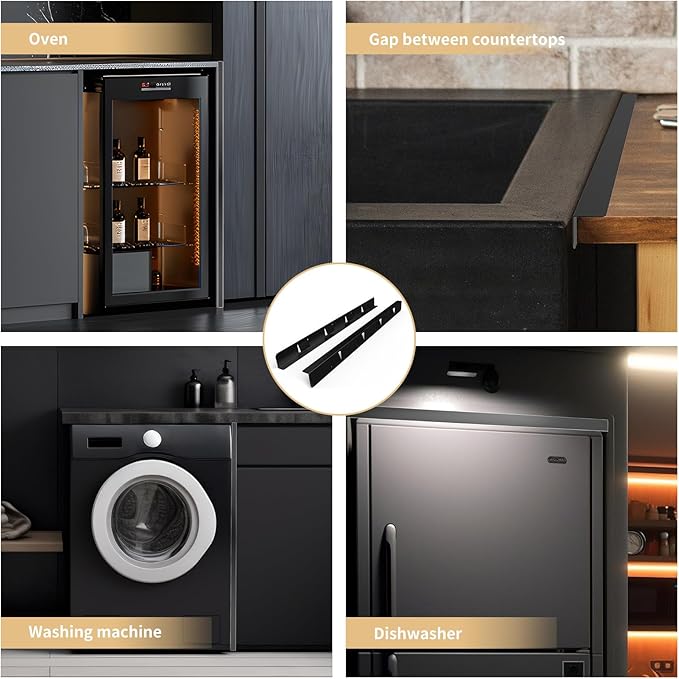 Stove Gap Covers 316 Stainless Steel,Stove Gap Filler,Heat-Resistant Oven Side Gap Filler,Between Stove and Counter Slide In Range Trim Kit for Kitchen,2 Pack (23.2ā Matte Black)
