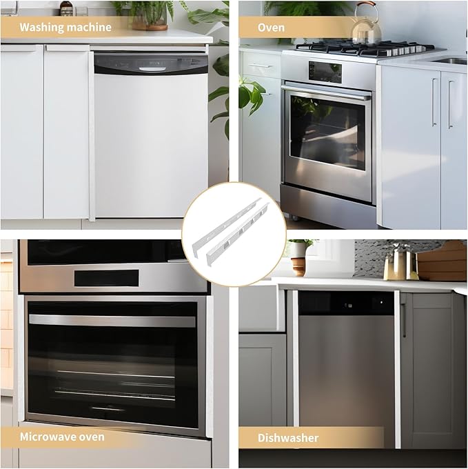 Stove Gap Covers 316 Stainless Steel,Stove Gap Filler,Heat-Resistant Oven Side Gap Filler,Between Stove and Counter Slide In Range Trim Kit for Kitchen,2 Pack (23.6"-26" Silver)
