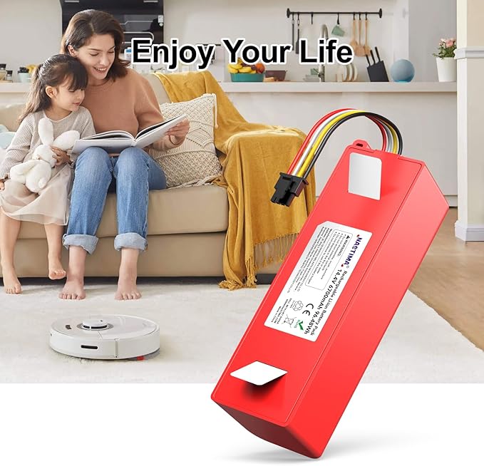 NASTIMA 14.4V 6700mAh 96.48Wh Rechargeable Battery Compatible with Xiaomi Roborock S50 S51 S52 S53 S55 S502 S5 Max S6; T6 61 65 Full Series, Mijia 1st and 2nd Generation Replacement Battery with BMS