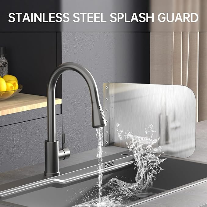 Stainless Steel Side Splash Guard - 17" x 12" Wall Mount Splash Guard with Screws,Splash Sink Splash Protector for Kitchen Restaurant,Splash Guard for Bathroom Sink Side Splash,Sink Basin Safe Guard