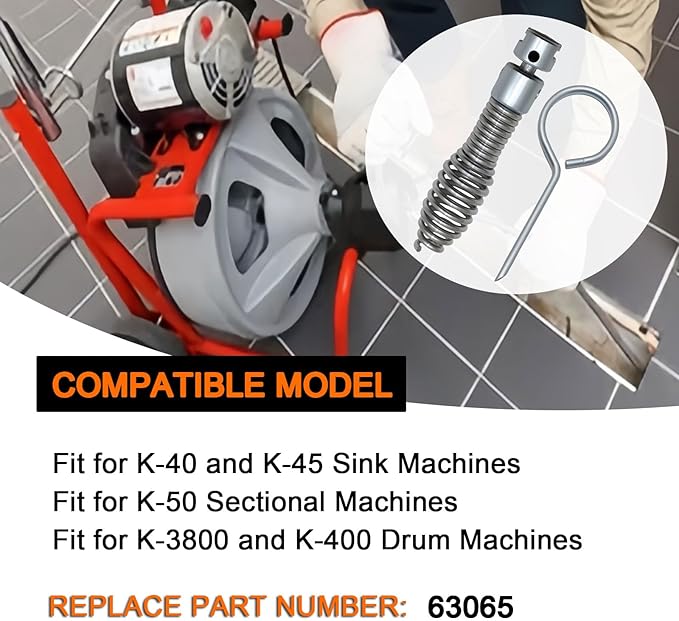 2 Pack 63065 Drop Head Auger T-217 4",Compatible With Ridgid K-40/45,K-50/K-3800/K-400,110 mm Steel,Replace for 63065