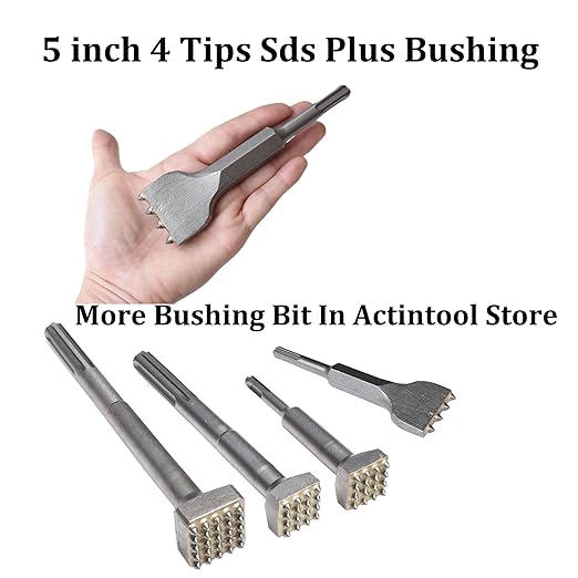 6 1/8 in. x 1 1/2 in. SDS Plus Tuckpointing Mortar Raking Bit, Tile Thinset Removal Floor Scraper Bit, 4 Tips Concrete Repair Patch Prepare Bushing Tool Bit for Rotary Hammer