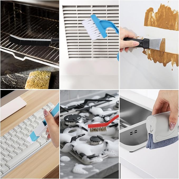 17Pcs Window Track Cleaner, Window Groove Cleaning Brush Tools Set