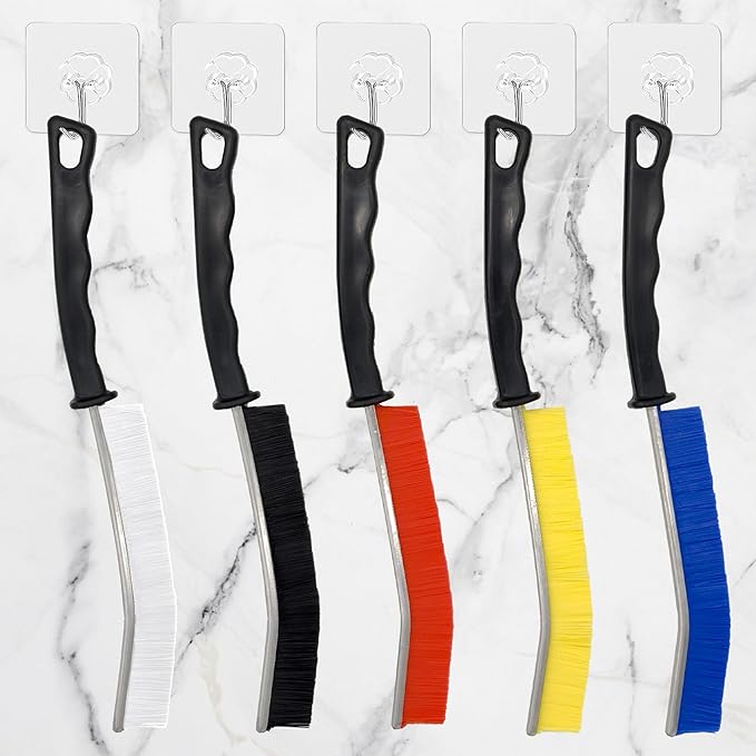 Crevice Cleaning Brush Set (5 Pack) โ Multifunctional Gap Cleaner Tool for Bathroom, Kitchen, Car Vents, Sliding Doors, Keyboards โ Stiff Bristles, Ergonomic Handle