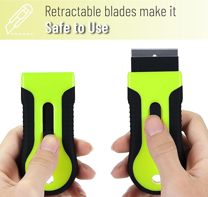 Bates- Razor Blade Scraper Tool, 2 Pack, 30 Extra Stainless Steel Blades, Anti-Slip Ergonomic Handle Design, Razor Scraper Set for Cleaning Window, Paint, Oven, Glass, Stove