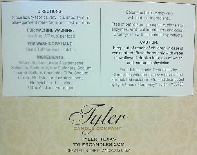 Tyler Candle Company High Maintenance Fine Laundry Detergent - 32 Fl Oz/with Glamorous Sachet Single Pouch
