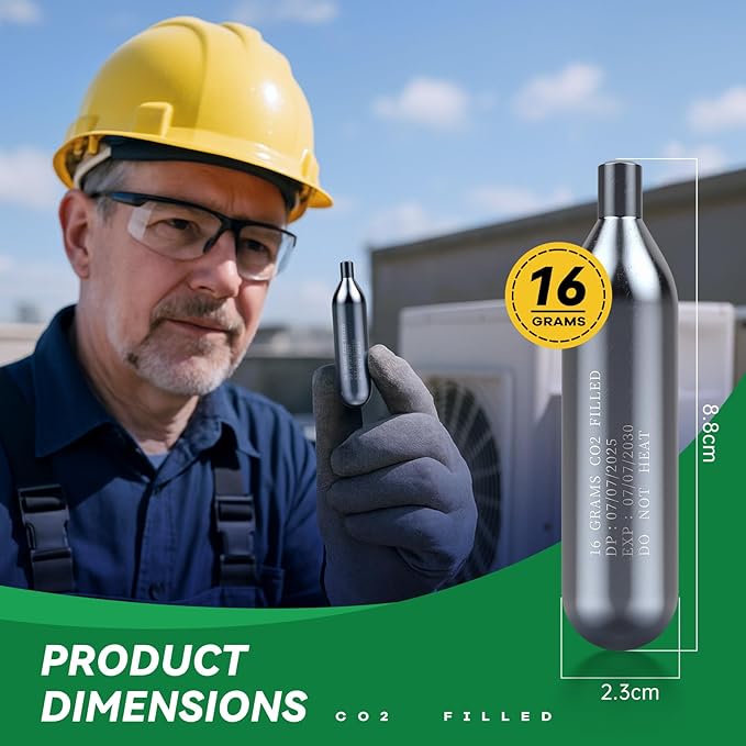 Drain Device, AC Drain Line Cleaner Device, AC Drains Line Unclogger Tool, with 6 Unthreaded CO2 Cartridges, with a Flexible Hose to Clear All HVAC Clogs,16 Gram Unthreaded CO2,Black