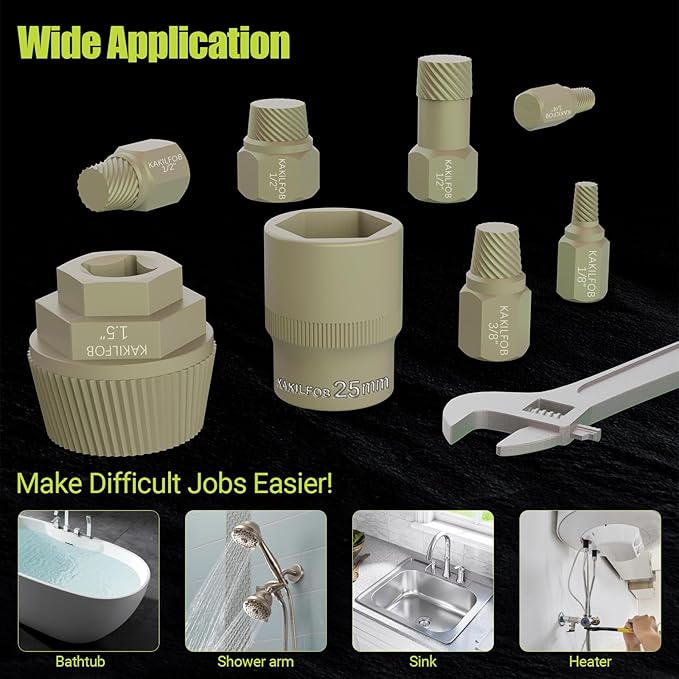 1.5'' Tub Drain Extractor, 8PCS Pipe Nipple Extractor Set with 1-inch Socket, Remove the Old, Broken, Stubborn, Rusted Drain Tub Bathtub Stopper, Strong Grab Plumbing with Storage Case
