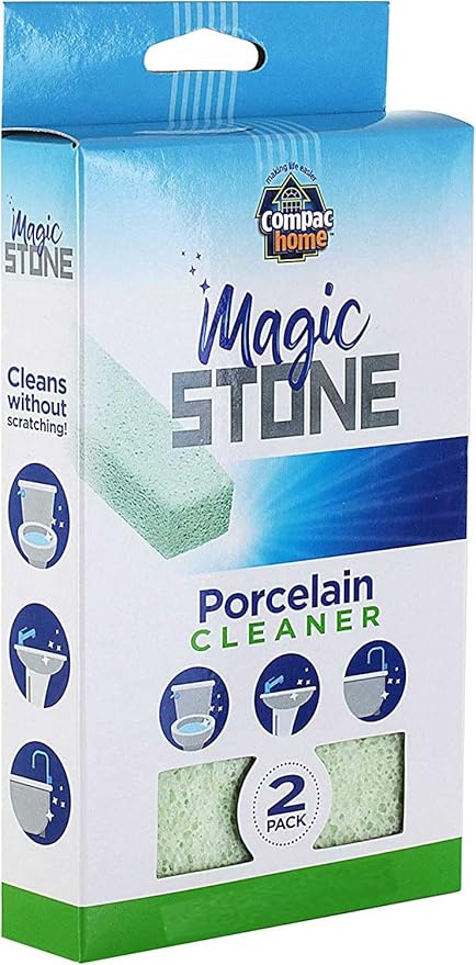 Compac Home Magic-Stone Porcelain Cleaning Stick - Toilet Bowl Cleaner, Handy Toilet Cleaner Easily Scrubs/Removes Stubborn Lime Stains from Porcelain or Bathroom Fixtures, 2 Count
