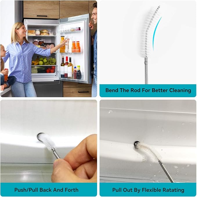 2 Pack 80 Inch Flexible Drain Brush, Sunroof Drain Cleaning Tool for Ice Maker, Refrigerator & AC Drain Line