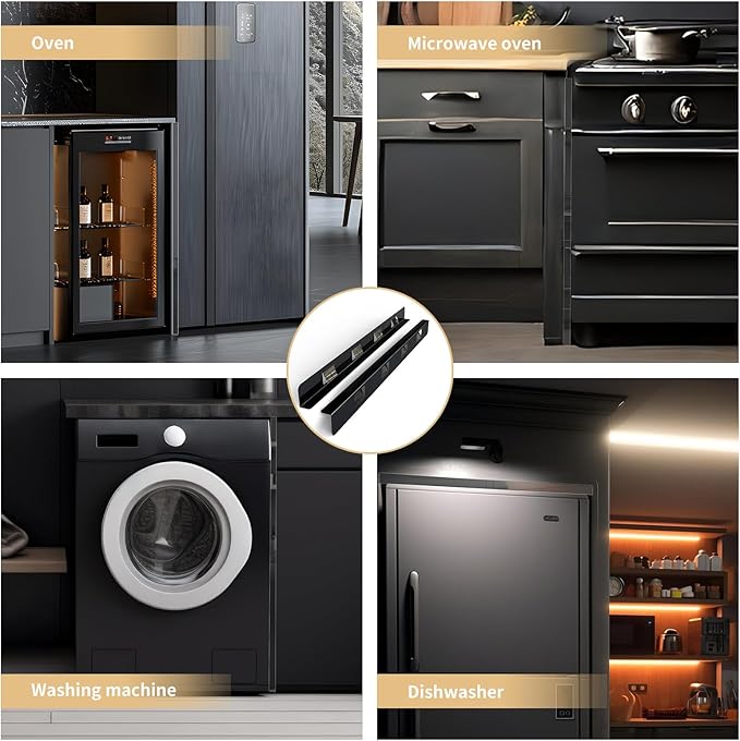 Stove Gap Covers 316 Stainless Steel,Stove Gap Filler,Heat-Resistant Oven Side Gap Filler,Between Stove and Counter Slide In Range Trim Kit for Kitchen,2 Pack (23.2ā Shiny Black)