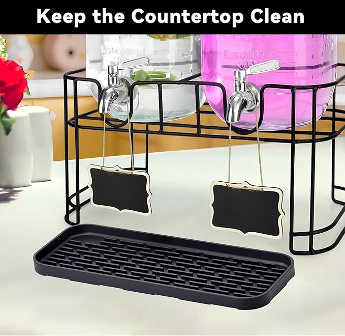 Drip Pan Compatible with Drink Dispenser, 4 Pack Silicone Tray Mat for DD&HAPP Glass Drink Dispenser