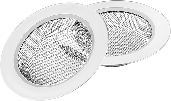 2PCS Kitchen Sink Strainer-Stainless Steel Mesh Drain Strainer,Large Wide Rim 4.5" Diameter