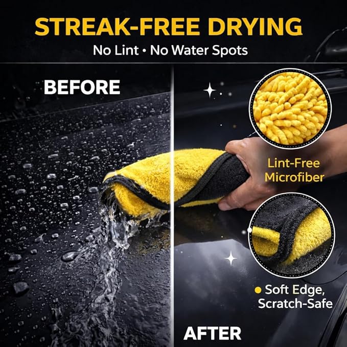 9-Piece Car Cleaning Kit - Waterproof Glove, Dual-Hardness Brushes, Flat Rim Brush & Absorbent Towel | Scratch-Free for All Vehicles, Gift for Car Enthusiasts