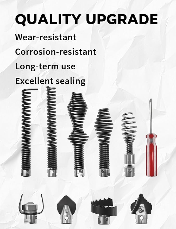 10PCS Drain Snake Cutter and Drain Auger Cutter Kit with Glove Fit for RIDGID C8 Drain Snake Cable 62270/Heavy Duty Cutter/Augers Fit for RIDGID 5/16", 3/8", 5/8" Segmented Drain Cables