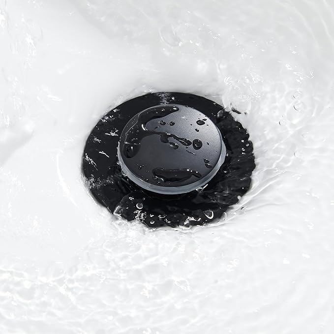 Pop up Sink Drain Stopper for Bathroom Vessel Vanity Sink Art Basin Matte Black, Small Cap with Overflow, Metal Pop-up Drain Strainer with Detachable Basket Stopper