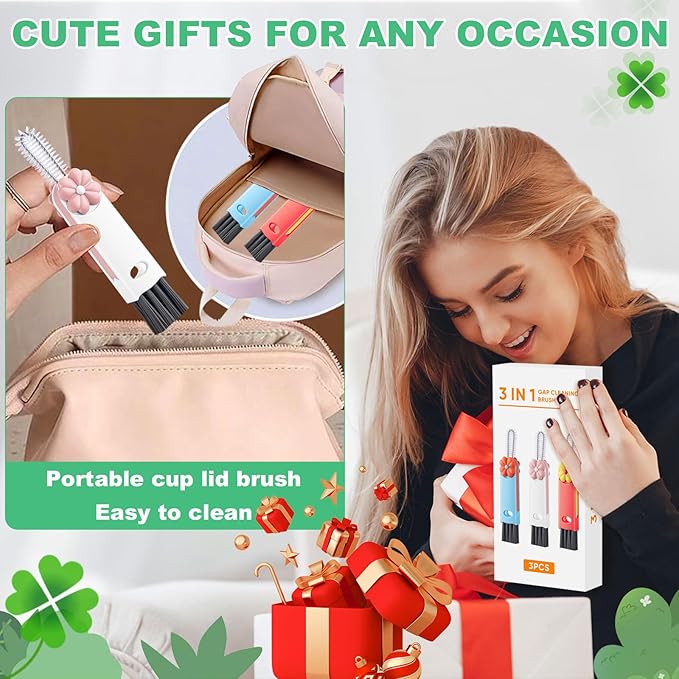 3 in 1 Cup Lid Cleaning Brush, Multifunctional Gap Cleaning Brush, Home Kitchen Crevice Brush, Portable Bottle Cleaner Brush for Cleaning Tight Spaces, Bottle Gaps, Travel Mug Caps(3 PCS)