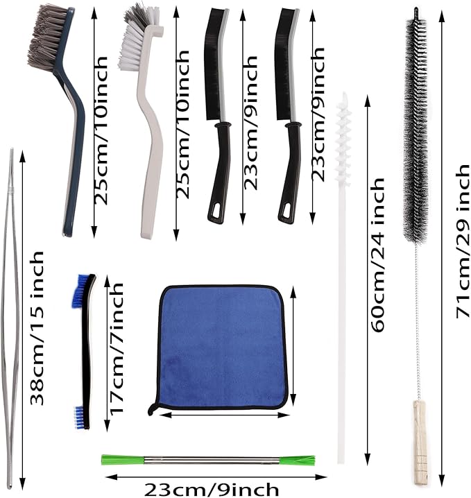 10PCS Dryer Vent Cleaner Kit, Flexible Brush with 8 Attachments & Microfiber Cloth for Deep Cleaning Lint/Dust in Dryer, Washer, Duct, Vent, Filter & Narrow Gaps of Kitchen Appliances