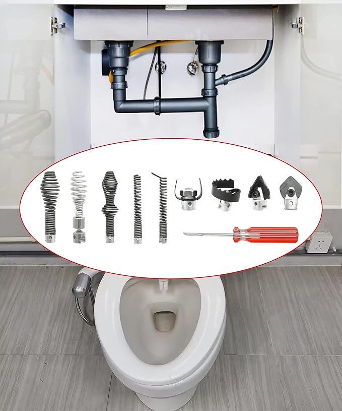10-Piece Drain Snake Drill Attachment Cutter and Auger Set Fits For RIDGID K-400 C8 5/8" Drain Snake Cable 62270