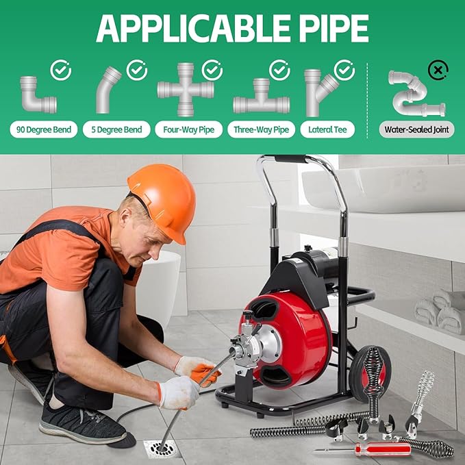 10-Piece Drain Cleaning Kit Fit for RIDGID Sectional Cables – Heavy Duty Cutters & Augers Fit for K-400, C-4, C-6, C-7, C-8, C-9 Machines, Compatible with 5/16", 3/8" & 5/8" Cables