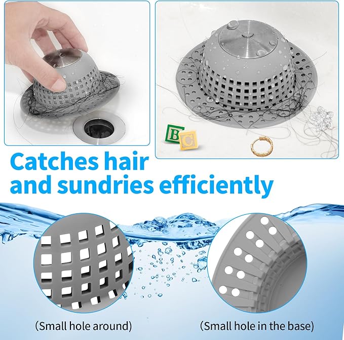 Aluvor Shower Drain Hair Catcher Bathtub Drain Cover Shower Protector for Pop-Up & Regular Drains