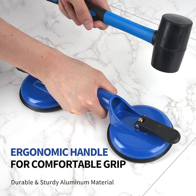Floor Gap Fixer Tool for Laminate Floor Gap Repair Include Suction Cup and Mallet -Blue Kit(Can't use on scraped surface floor)