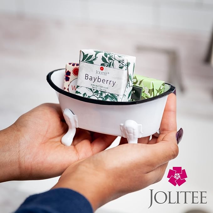 Rustic Enamel 1 Piece 5.5" Metal Clawfoot Mini Bathtub Soap Dish Mini Bath Tub Decoration Clawfoot Tub Soap Caddy White