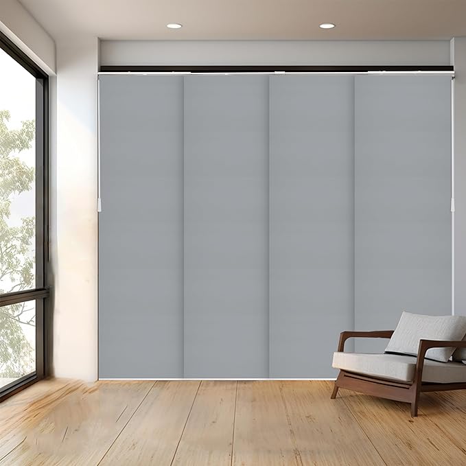 CHICOLOGY Sliding Door Blinds , Blinds for Sliding Glass Doors , Sliding Glass Door Blinds , Vertical Blinds for Patio Doors , Room Divider , Skyrise Grey (Light Filtering) W:46-86 x H: 0-96 inch