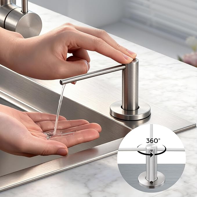 Soap Dispenser for Kitchen Sink Brushed Nickel GAPPO Stainless Steel Countertop Pump Hand Lotion Built in Bottlend Lotion Built in Bottle