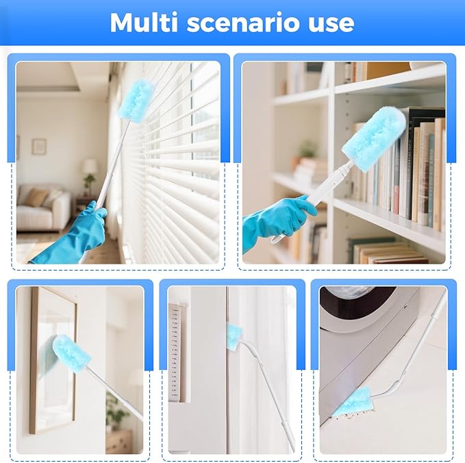 2 Replacement Handles Compatible with Swiffer Duster Refill, Long Extended Handle with Multi Surface 270 Degree Rotation, Removal Duty Duster Handles with Telescopic Extended Pole for Home Cleaning