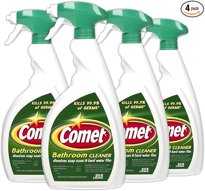 Comet Bathroom Cleaner Spray - Dissolves Saop Scum and Hard Water Film 32oz (4 Pack)