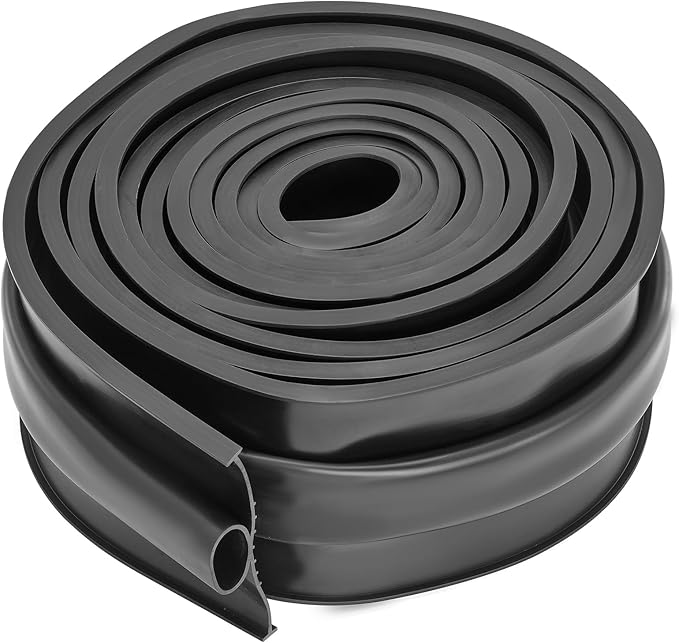 VEVOR Garage Door Seals Bottom Rubber, U Shape +O Ring Combination Garage Door Weather Stripping with Pre-drilled Aluminum Track Retainer Kit, 5/16 inch T-Ends and 3 3/4 inch Width (16 Ft, Black)
