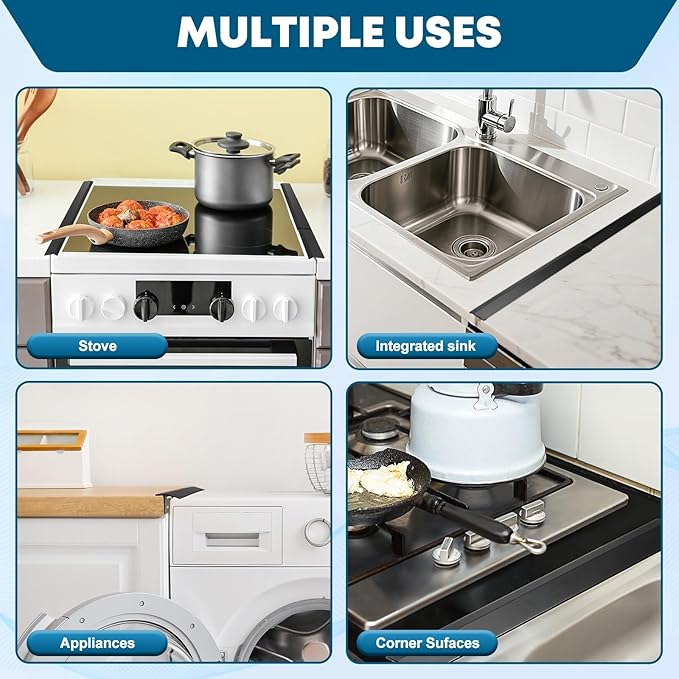 Stove Gap Covers Stainless Steel, 2PCS Anti-slip Not Sharp 13.8"~27" Adjustable Oven Gap Filler for Counter, Stove Guards Effectively Protect Cooktop Trim Kit Suitable for Surface
