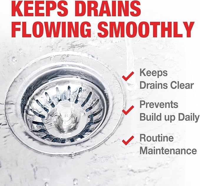 Drain Cleaner Sink Pipe Powder: Powerful Unclogger for Clogged Pipes and Sinks - Kitchen and Bathroom Drain Opener Cleaner with 2 Free Hooks Included (4 pack)